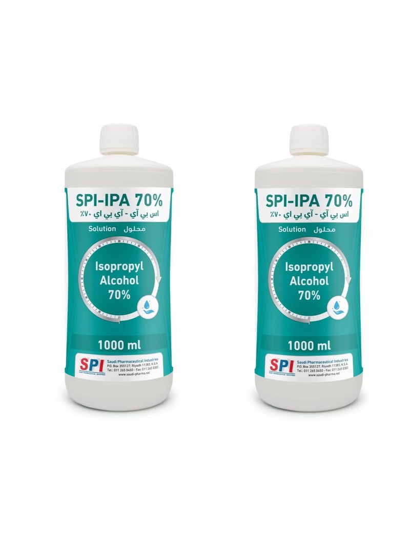 Pack of 2 Pure Isopropyl Alcohol 70% Disinfectant and Sanitizer Solution for First Aid Maximum Hand Protection for Daily Protection Types 1000ml